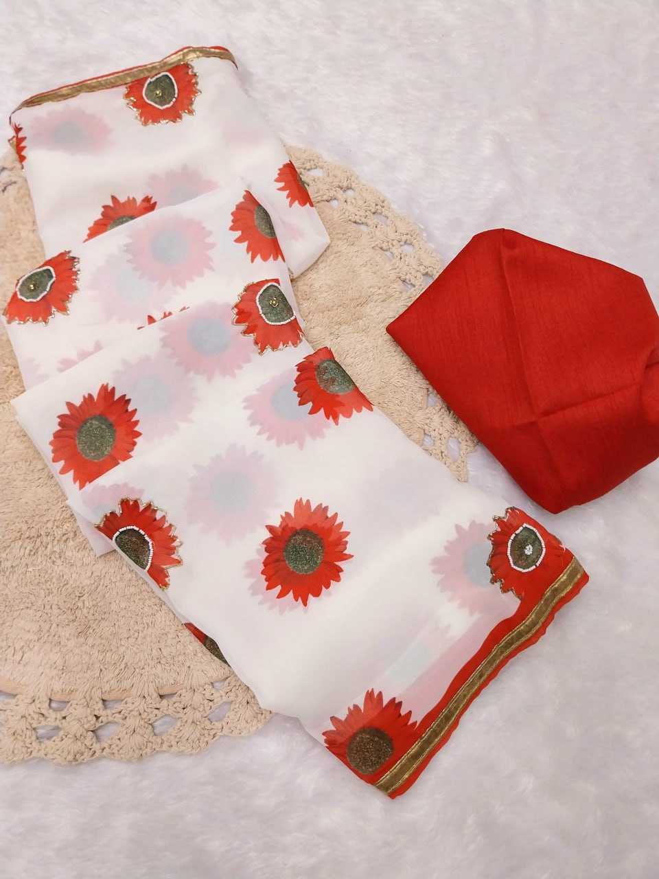 YNF GEORGETTE RIN171 478 SAREES WHOLESALE PRINTED GEORGETTE HAND WORK GOTA PATTI SAREES MANUFACTURER