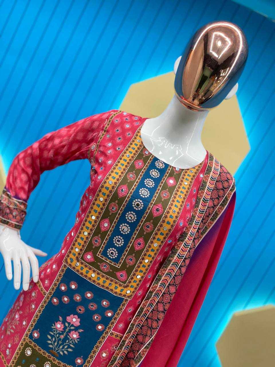 YNF MASLIN RIN141 1845 SUITS & DRESSES WHOLESALE LADIES PRINTED EMBROIDERY LADIES SILK SUITS MANUFACTURER