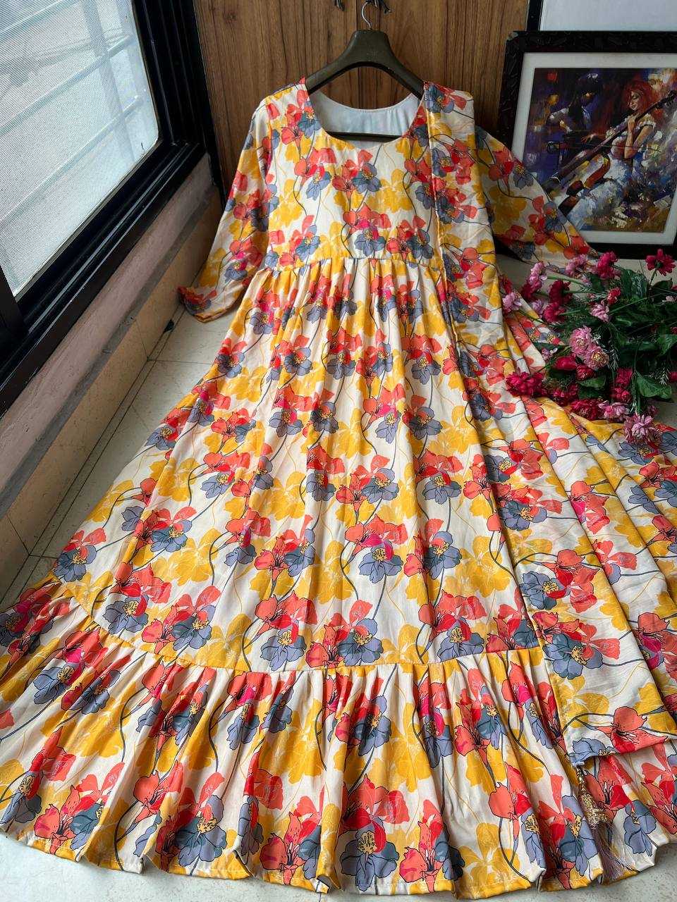 YNF MUSLIN COTTON KESH149 1229 GOWNS WHOLESALE PRINTED FANCY ANARKALI LONG GOWNS MANUFACTURER