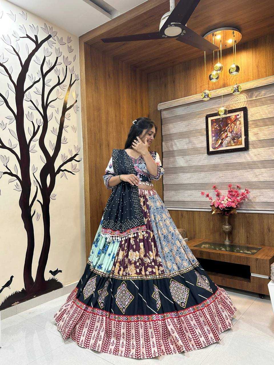 YNF MUSLIN COTTON KESH151 059 LEHENGAS WHOLESALE TRADITIONAL PRINTED NAVRATRI CHANIYA CHOLI MANUFACTURER