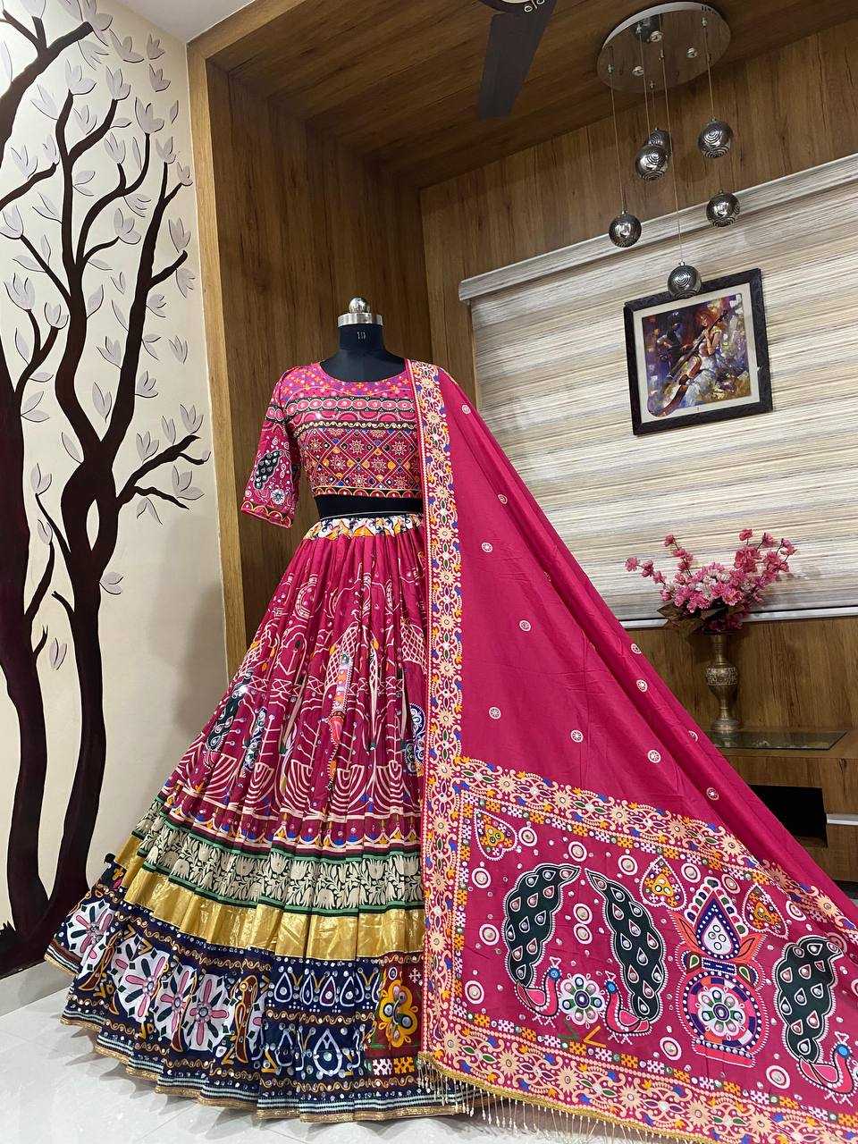 YNF MUSLIN COTTON KESH151 084 LEHENGAS WHOLESALE TRADITIONAL PRINTED NAVRATRI CHANIYA CHOLI MANUFACTURER