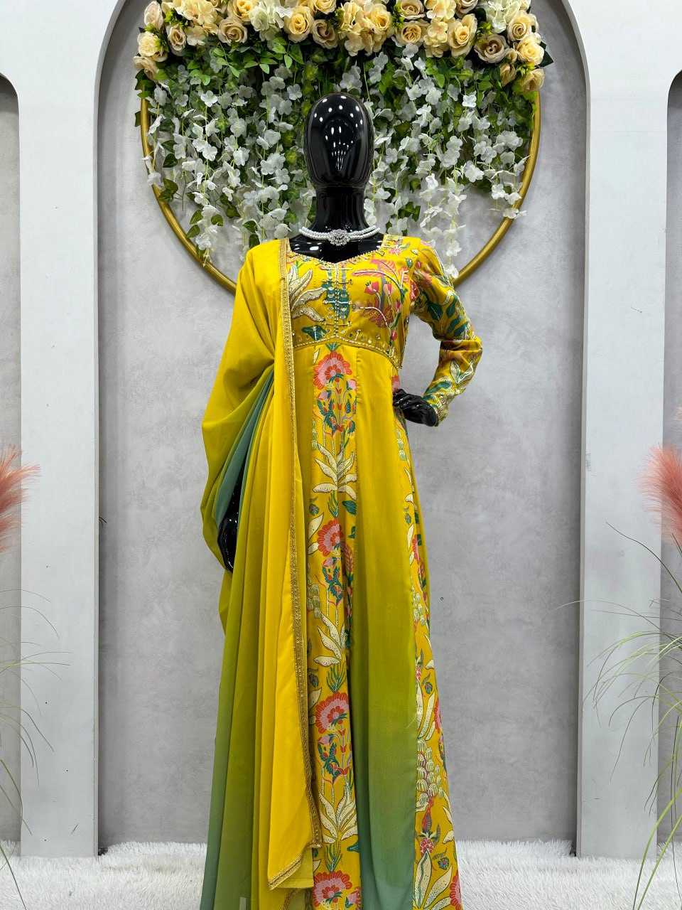 YNF MUSLIN RIN133 1461-B SUITS & DRESSES WHOLESALE PRINTED EMBROIDERY ANARKALI SUITS MANUFACTURER