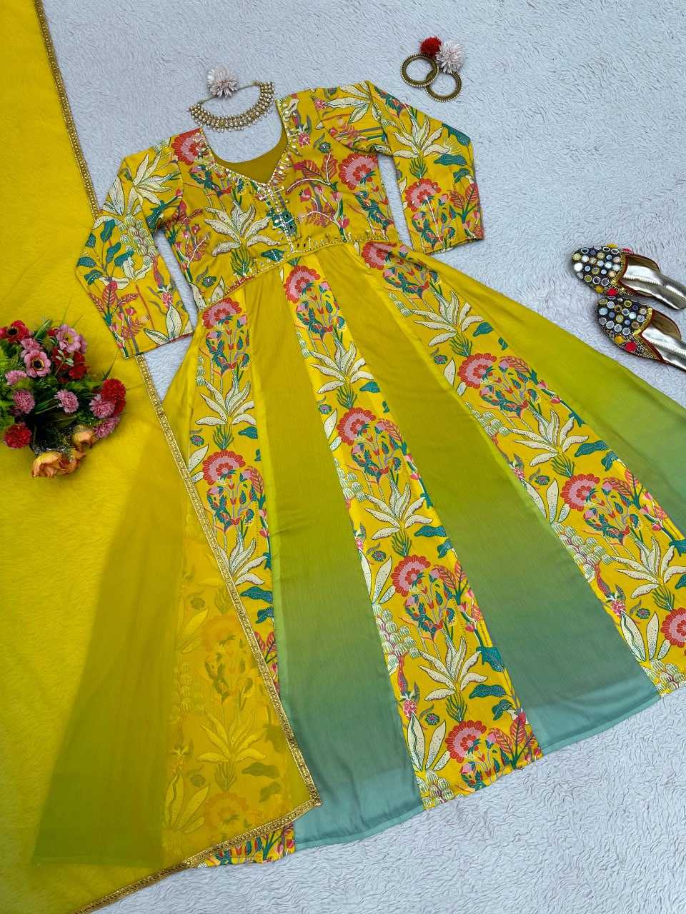 YNF MUSLIN RIN133 1461-B SUITS & DRESSES WHOLESALE PRINTED EMBROIDERY ANARKALI SUITS MANUFACTURER