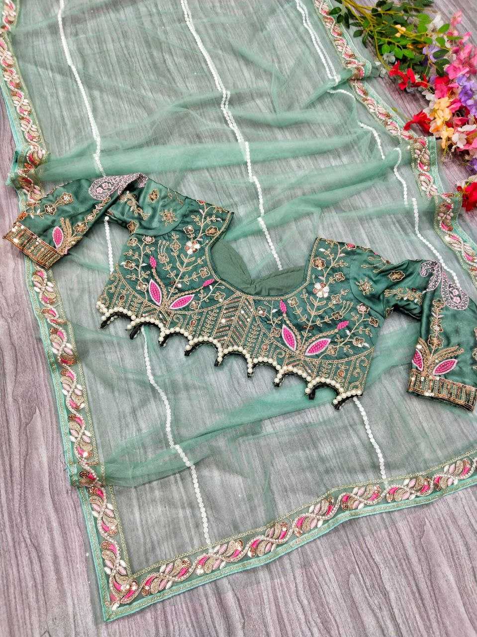 YNF NET RIN106 60 SAREES WHOLESALE PARTY WEAR NET SEQUIN EMBROIDERED SAREES MANUFACTURER