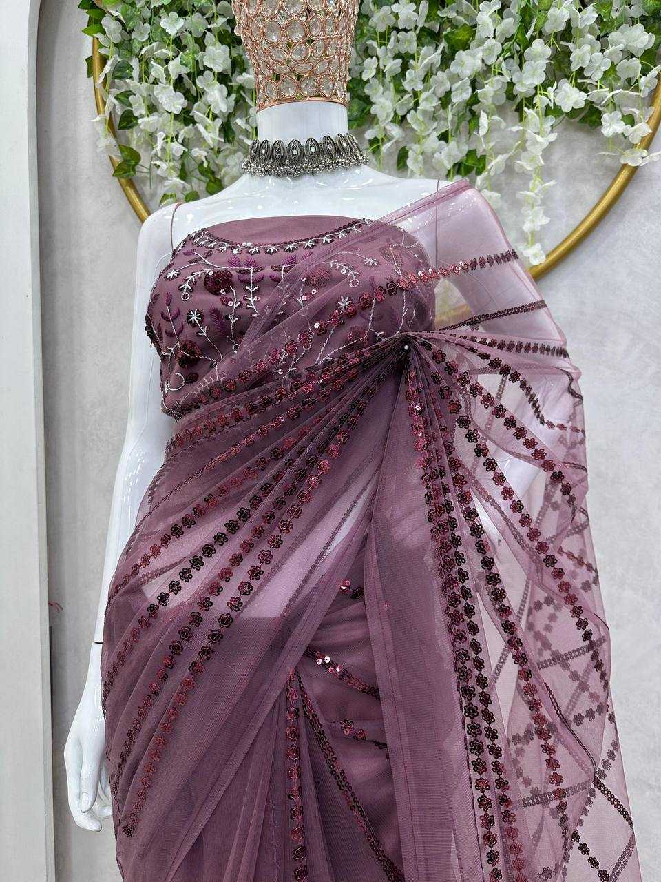 YNF NET RIN133 464 SAREES WHOLESALE FANCT SEQUENCE NET WORK DESIGNER SAREES MANUFACTURER