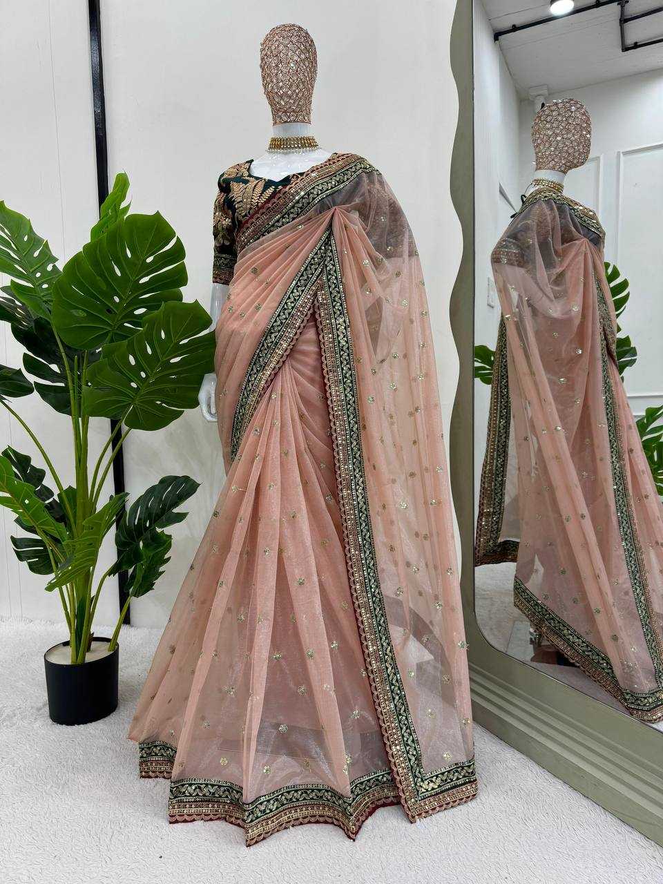 YNF NET RIN133 515 SAREES WHOLESALE FANCY SEQUENCE NET WEEDING SAREES MANUFACTURER