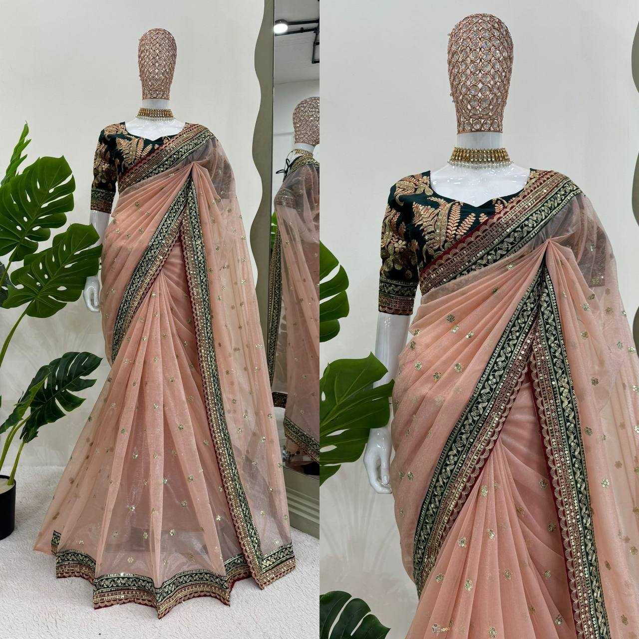 YNF NET RIN133 515 SAREES WHOLESALE FANCY SEQUENCE NET WEEDING SAREES MANUFACTURER