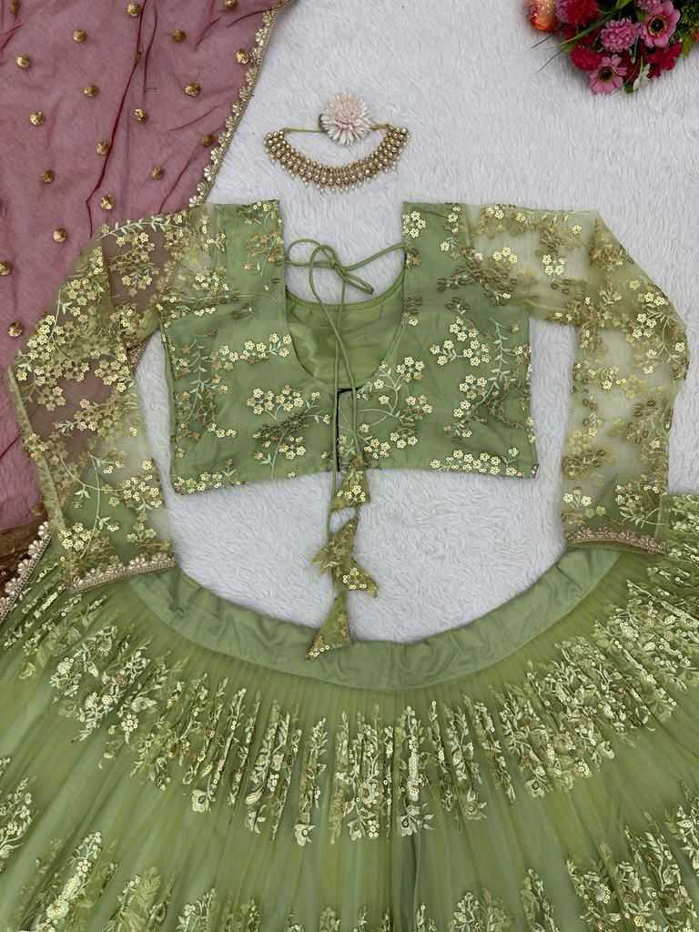 YNF NET RIN162 173 LEHENGAS WHOLESALE FANCY TRADITIONAL NET FANCY LEHENGAS MANUFACTURER