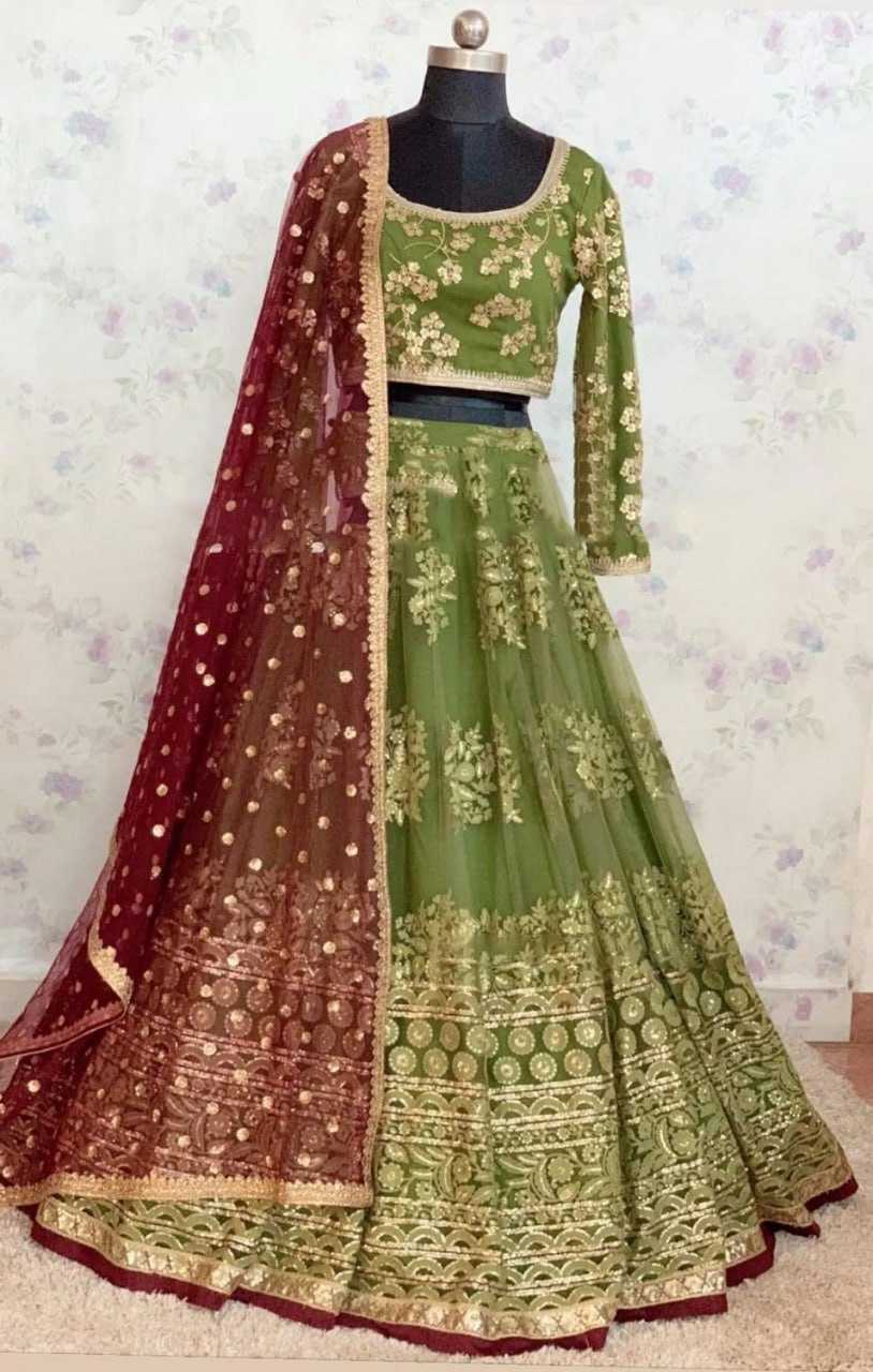 YNF NET RIN162 173 LEHENGAS WHOLESALE FANCY TRADITIONAL NET FANCY LEHENGAS MANUFACTURER