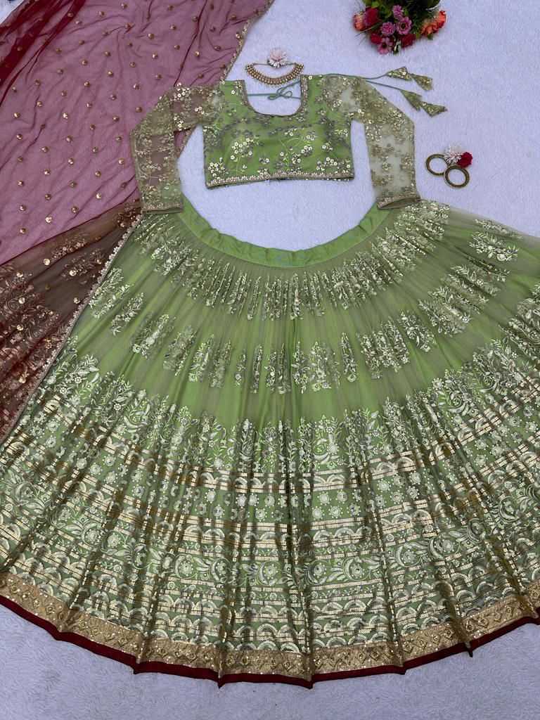 YNF NET RIN162 173 LEHENGAS WHOLESALE FANCY TRADITIONAL NET FANCY LEHENGAS MANUFACTURER