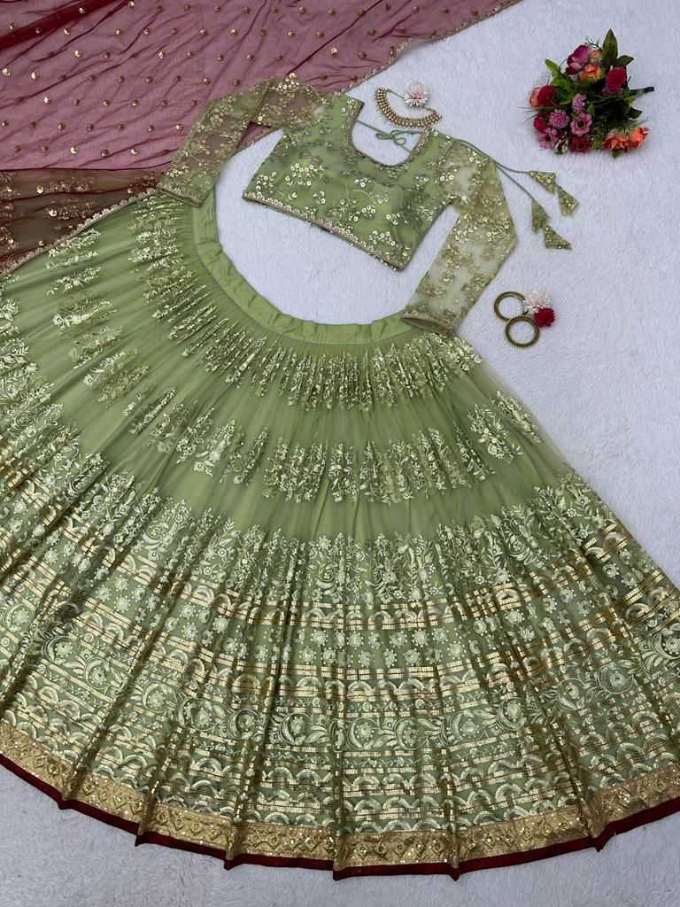 YNF NET RIN162 173 LEHENGAS WHOLESALE FANCY TRADITIONAL NET FANCY LEHENGAS MANUFACTURER