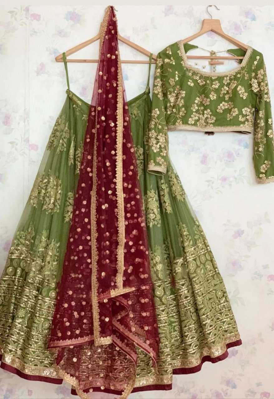 YNF NET RIN162 173 LEHENGAS WHOLESALE FANCY TRADITIONAL NET FANCY LEHENGAS MANUFACTURER