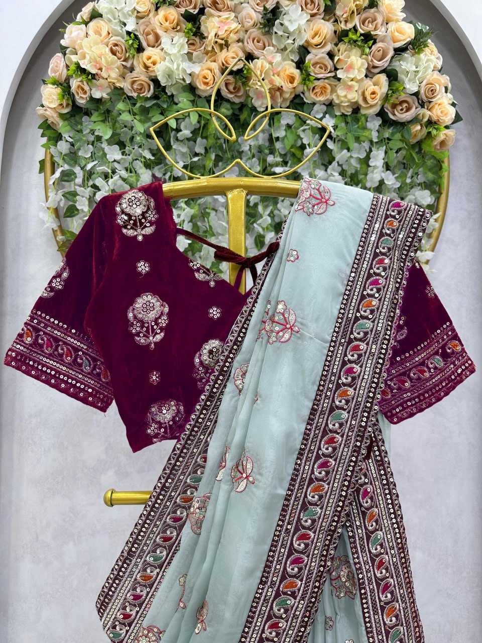 YNF ORGANZA RIN133 460 SAREES WHOLESALE DESIGNER ORGANZA PARTY WEAR SEQUENCE SAREES MANUFACTURER