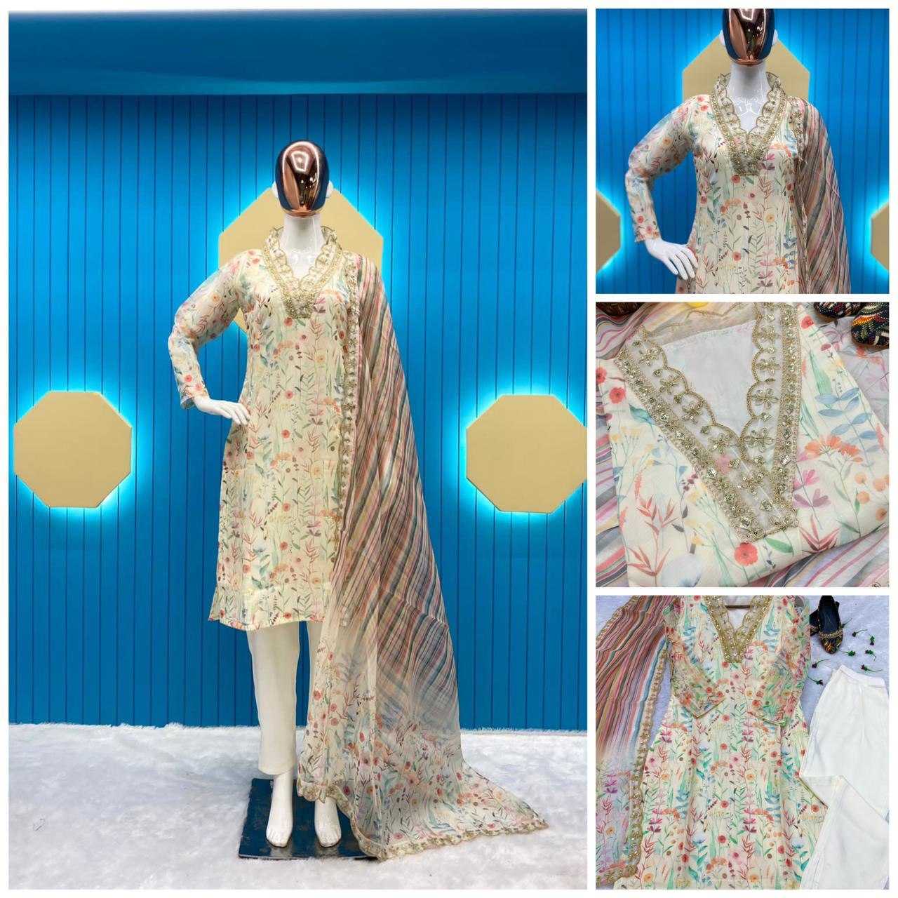 YNF ORGANZA RIN141 1720 SUITS & DRESSES WHOLESALE LADIES PRINTED EMBROIDERY LADIES SILK SUITS MANUFACTURER