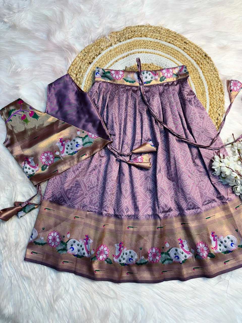 YNF PAITHANI SILK RIN193 APN12 KIDS WEAR WHOLESALE KIDS LEHENGAS MANUFACTURER