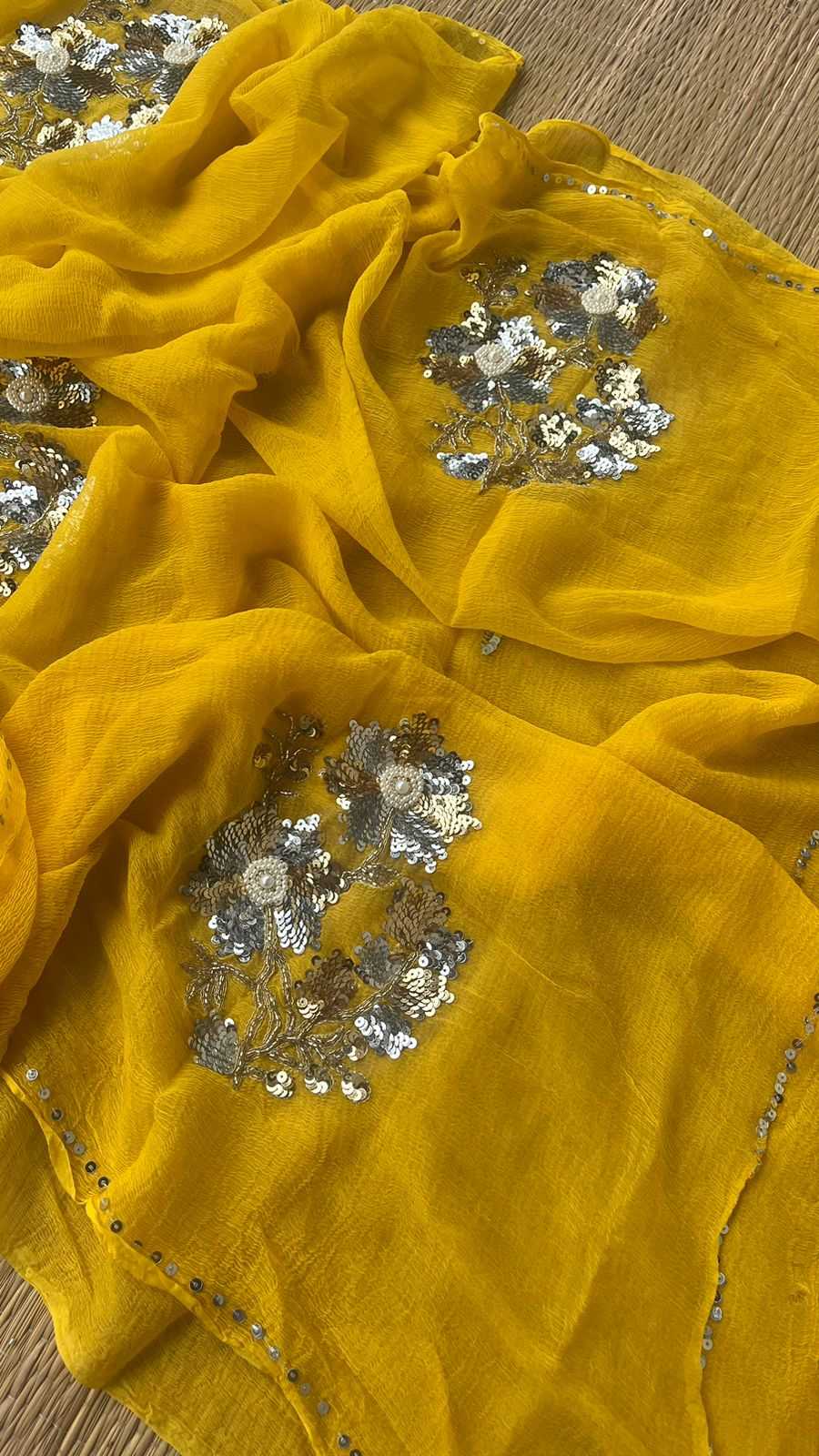 YNF PURE CHIFFON RIN152 NSD49 SAREES WHOLESALE SEQUENCE CHIFFON WORK EMBROIDERED SAREES MANUFACTURER