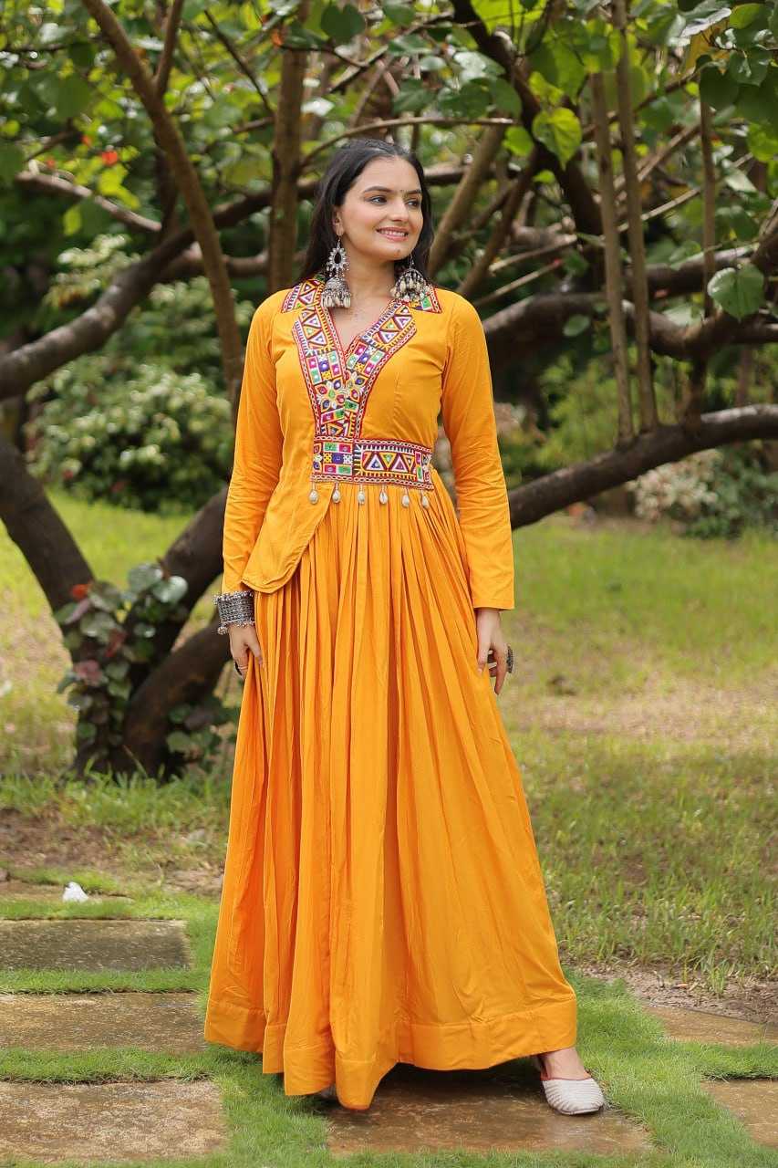 YNF RAYON KESH132 9199 GOWNS WHOLESALE FANCY LONG NAVRATRI GOWNS MANUFACTURER