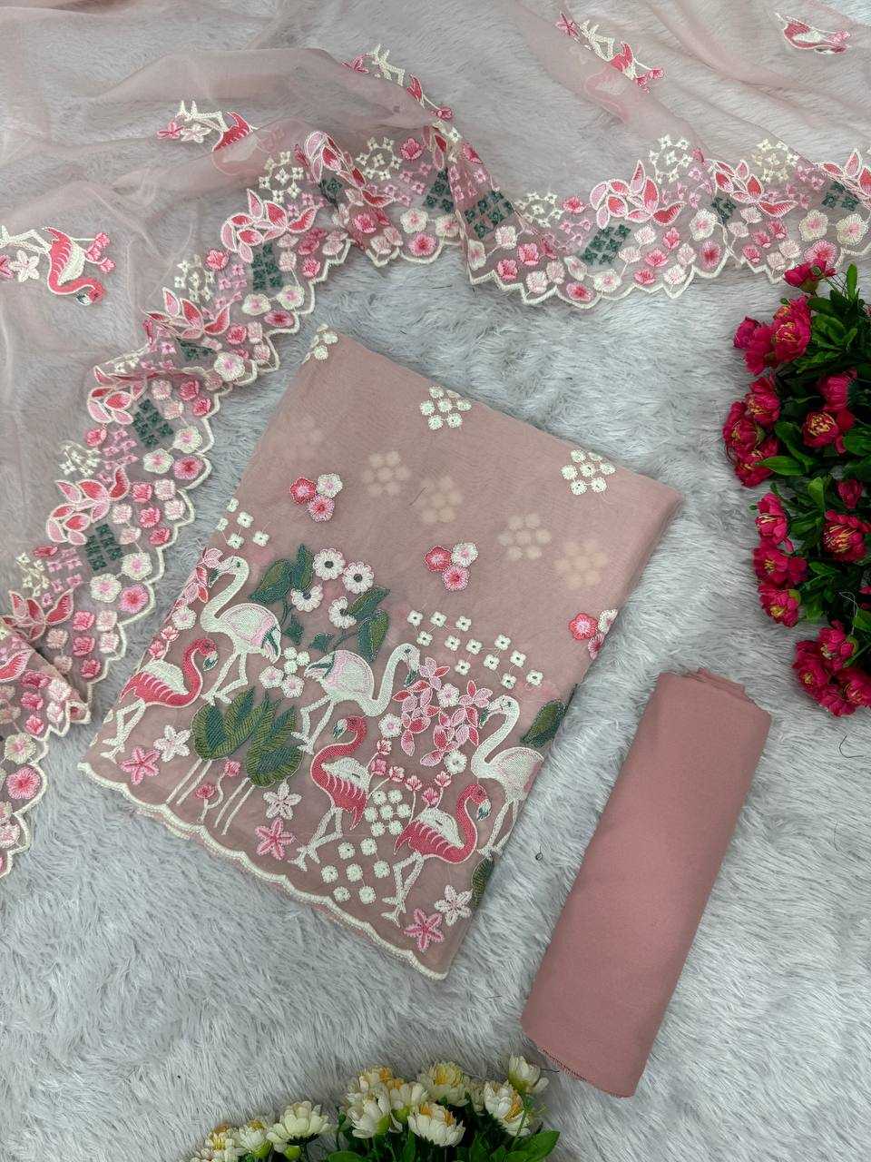 YNF TABBY SILK ORGANZA KESH139 1634 SUITS & DRESSES WHOLESALE UNSTITCHED SUITS MANUFACTURER