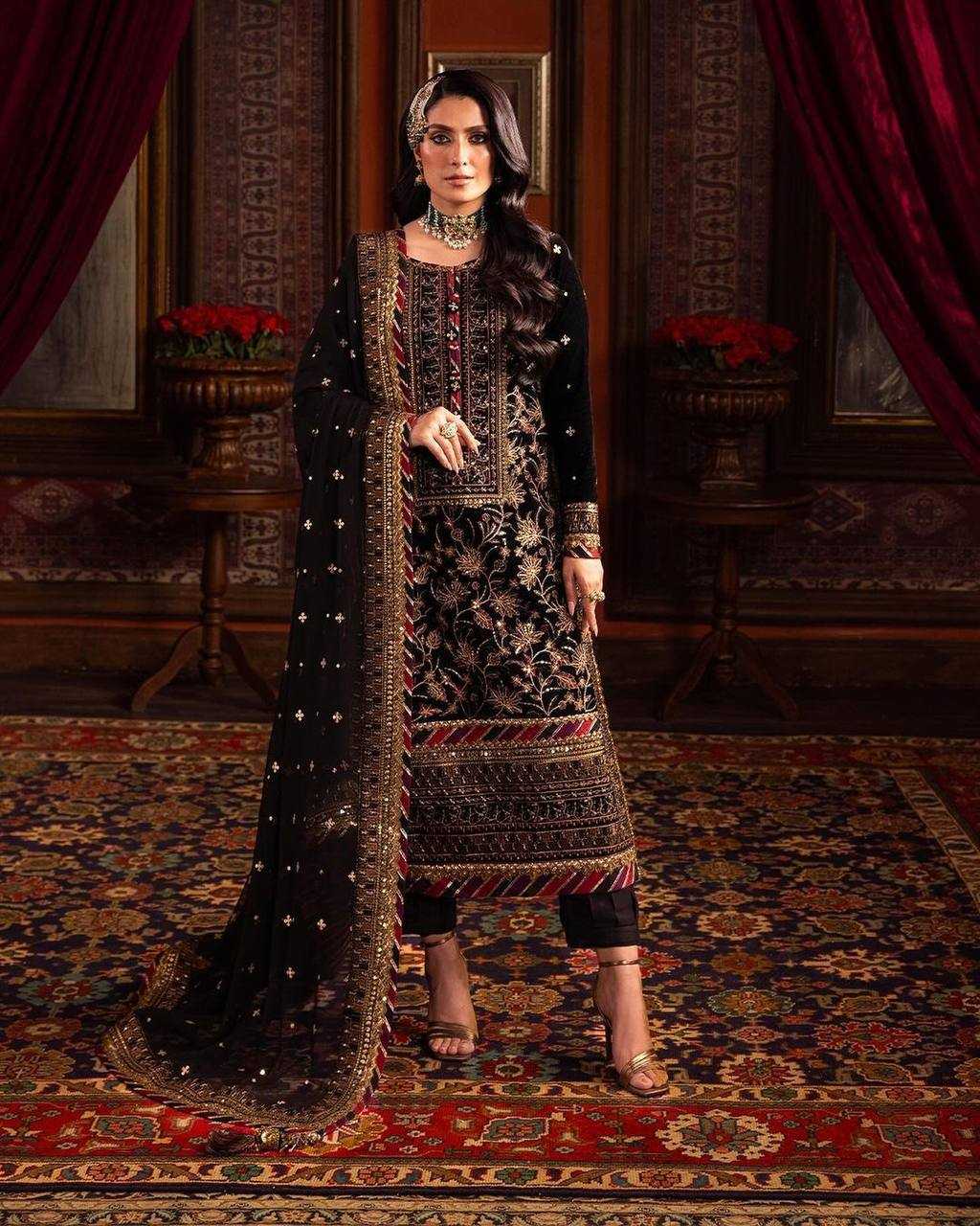 YNF VELVET KESH150 1165 SUITS & DRESSES WHOLESALE VELVET EMBROIDERY LADIES SILK PARTY WEAR ZARI WORK SUITS MANUFACTURER