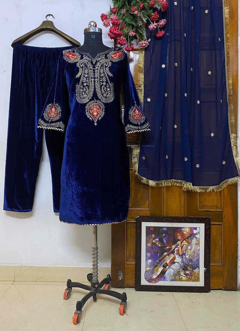 YNF VELVET KESH150 1167 SUITS & DRESSES WHOLESALE KASHMIRI VELVET EMBROIDERY LADIES SILK PALAZZO SUITS MANUFACTURER