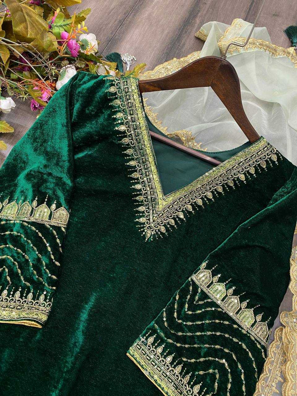 YNF VELVET RIN110 193 SUITS & DRESSES WHOLESALE KASHMIRI VELVET EMBROIDERY LADIES SILK SUITS MANUFACTURER