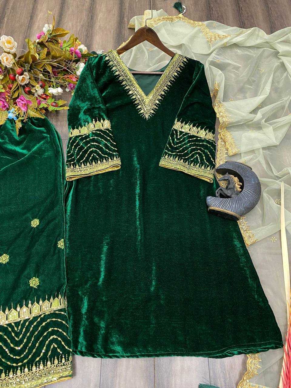 YNF VELVET RIN110 193 SUITS & DRESSES WHOLESALE KASHMIRI VELVET EMBROIDERY LADIES SILK SUITS MANUFACTURER