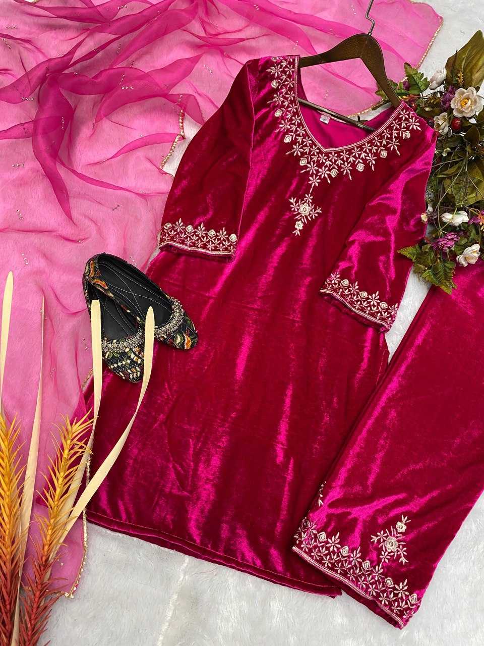 YNF VELVET RIN141 1785 SUITS & DRESSES WHOLESALE KASHMIRI VELVET EMBROIDERY LADIES SILK ZARI WORK SUITS MANUFACTURER