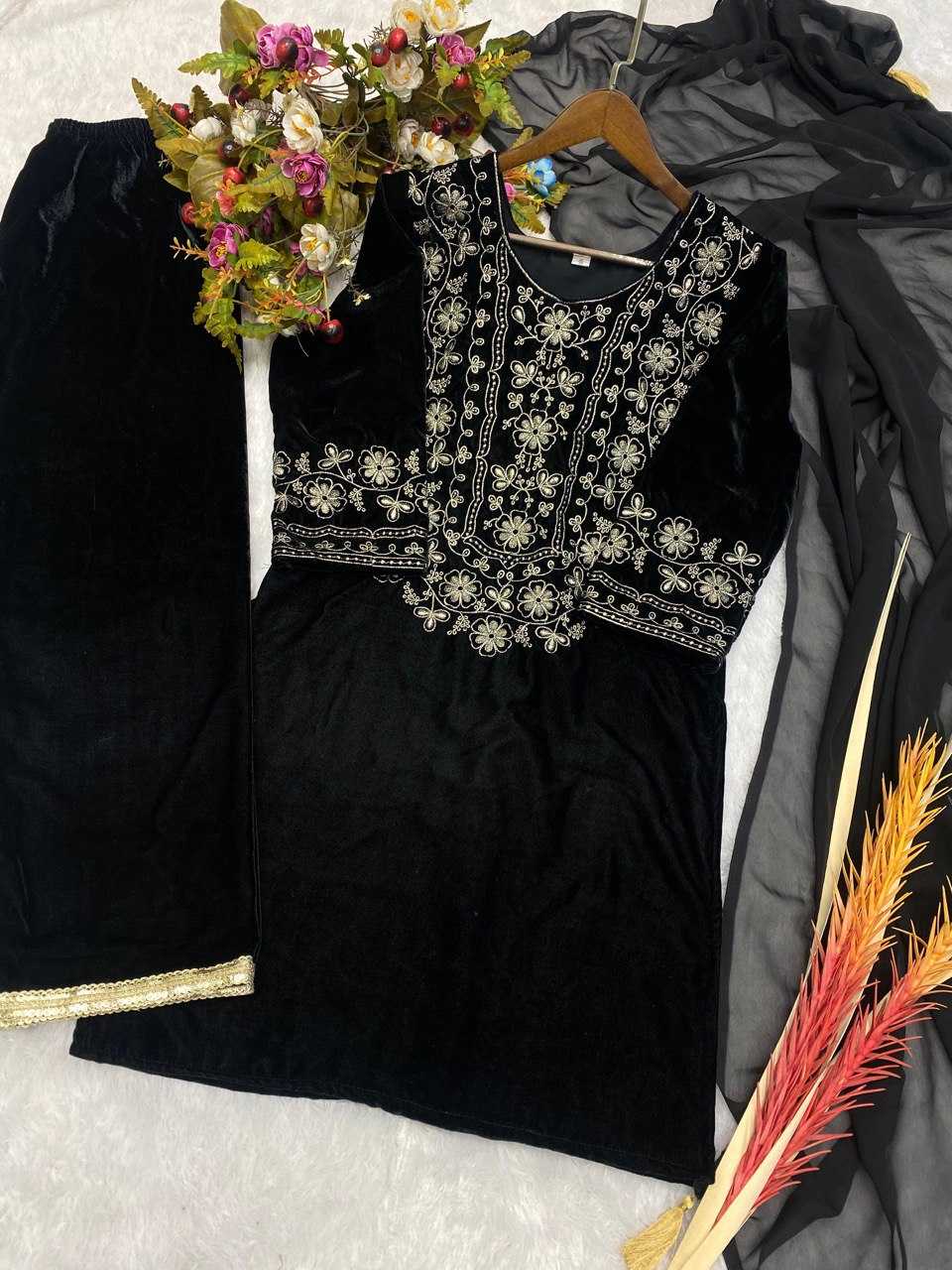  YNF VELVET RIN141 1786 SUITS & DRESSES WHOLESALE KASHMIRI VELVET EMBROIDERY LADIES SILK SUITS MANUFACTURER