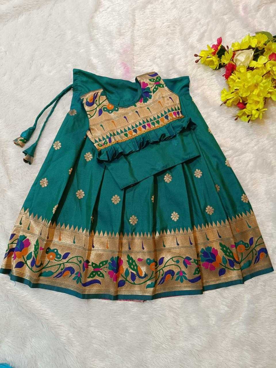 YNF ZARI SILK RIN192 AJD01 KIDS WEAR WHOLESALE KIDS LEHENGAS MANUFACTURER