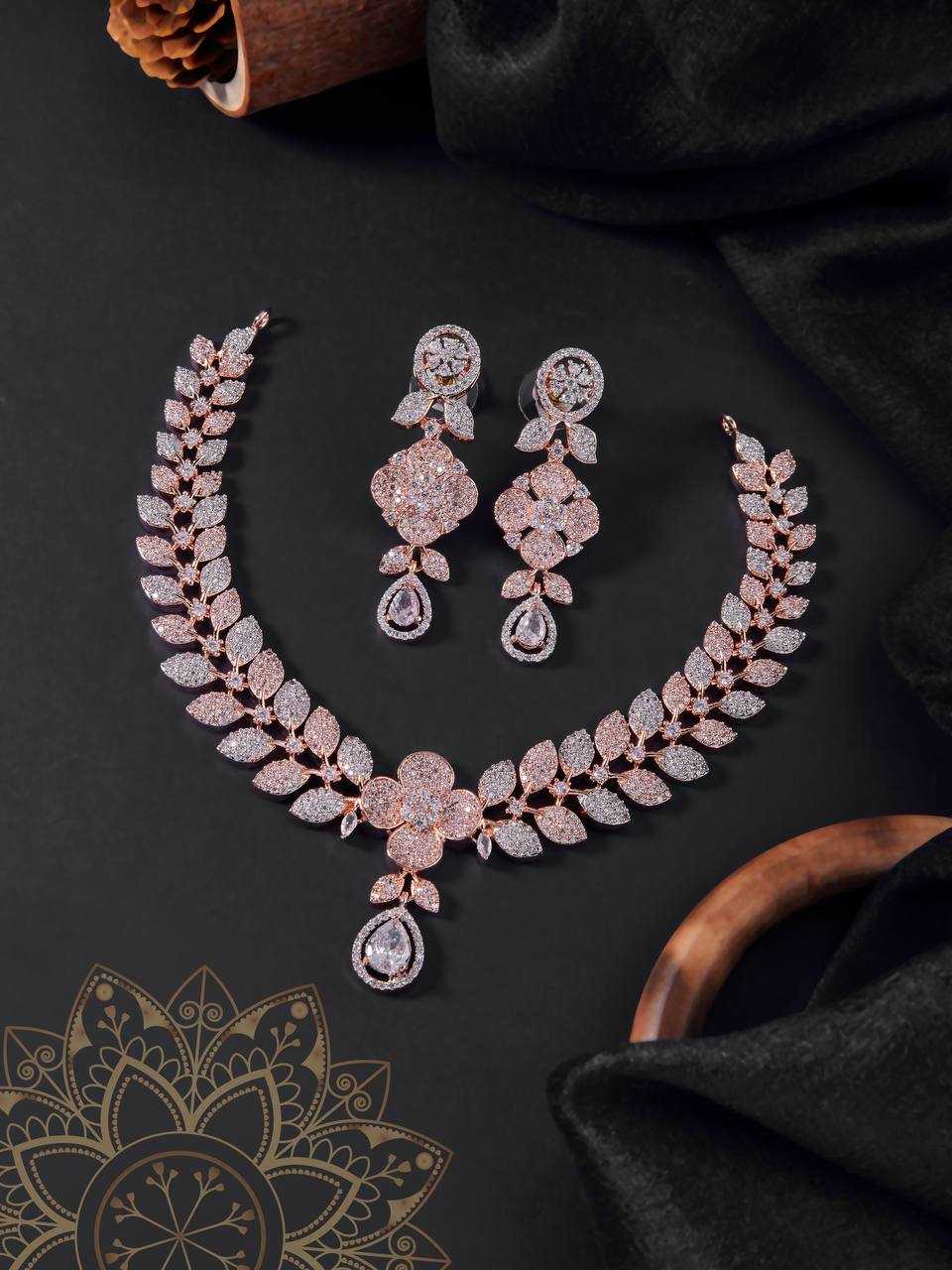 YNF ALLOY KESH192 KAB12 WOMENS JEWELLERY WHOLESALE AD DIAMOND NECKALCE SET PARTY WEAR JEWELLERY MANUFACTURER