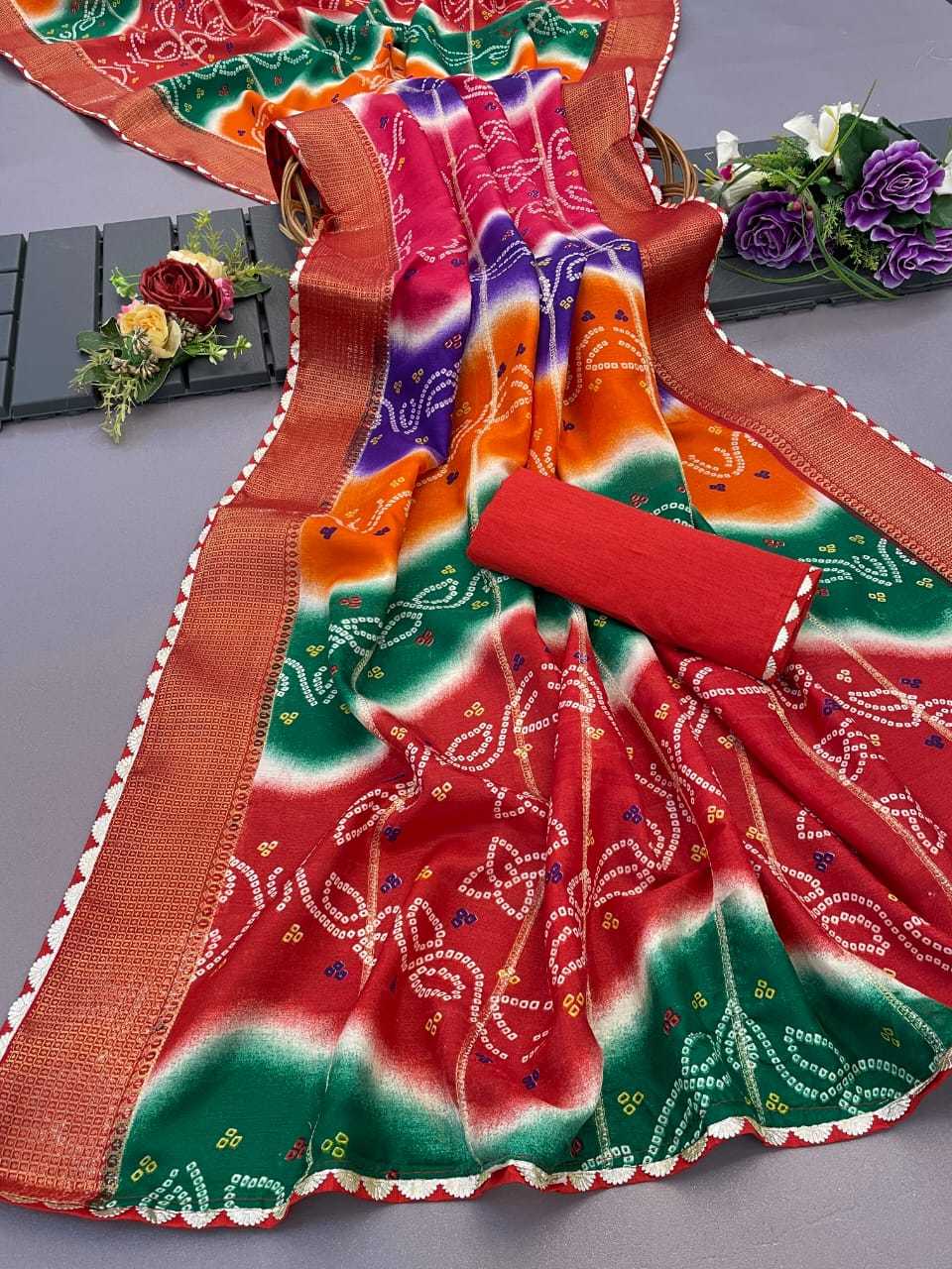 YNF BANDHINI SILK RIN128 RJK88 SAREES WHOLESALE BANDHANI PRINTED LADIES LIGHTWEIGHT SAREES MANUFACTURER