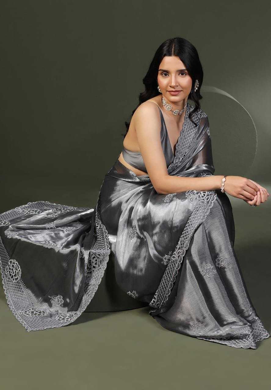 YNF BURBERRY SILK KESH189  Vedaa SAREES WHOLESALE JIMMY CHOO STONE WORK CUTWORK SILK SAREES MANUFACTURER