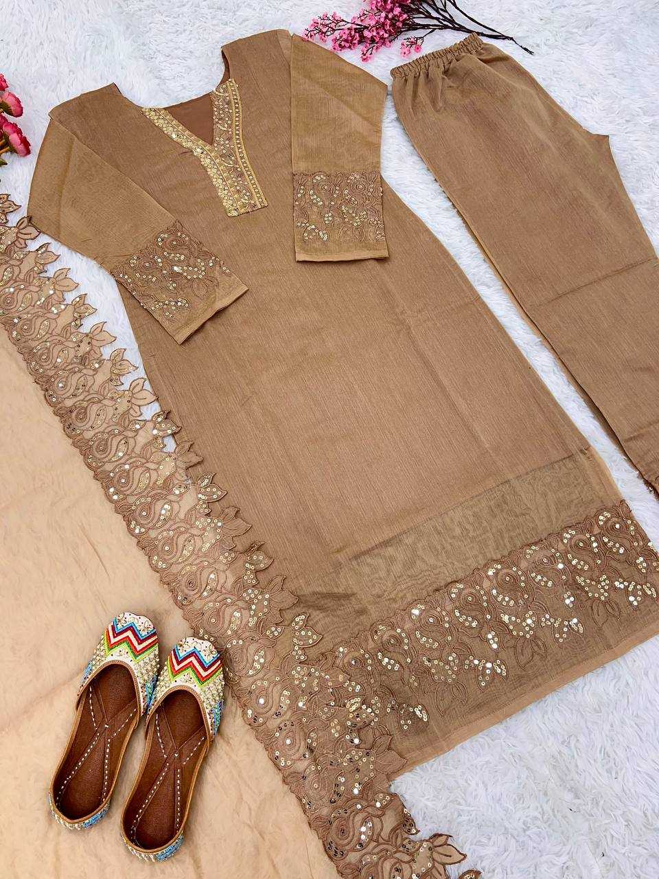 YNF CHANDERI SILK KESH122 472 SUITS & DRESSES WHOLESALE EMBROIDERY LADIES SILK PARTY WEAR CHANDERI SUITS  MANUFACTURER