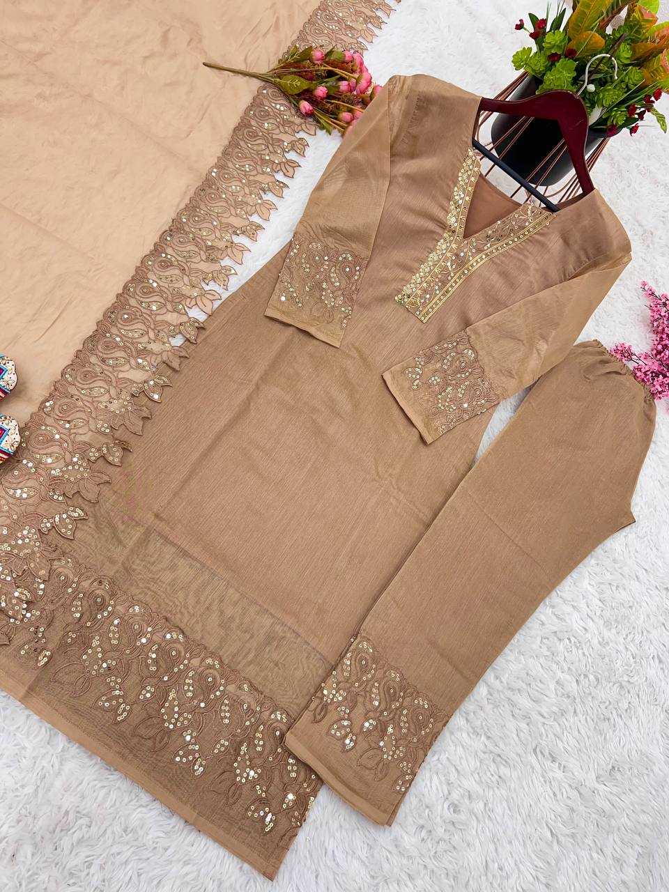 YNF CHANDERI SILK KESH122 472 SUITS & DRESSES WHOLESALE EMBROIDERY LADIES SILK PARTY WEAR CHANDERI SUITS  MANUFACTURER