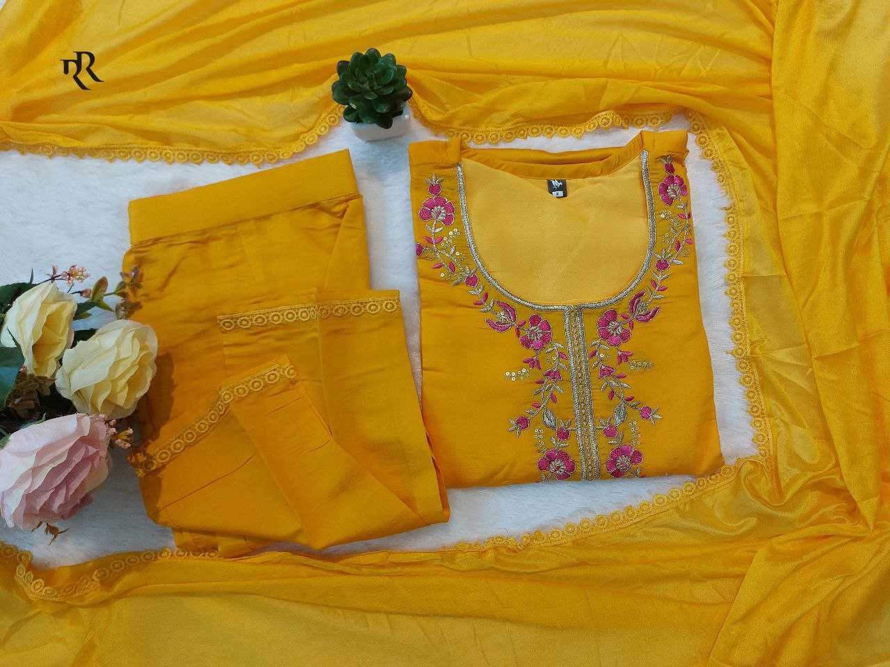 YNF CHANDERI SOFT RIN201 RRD18 SUITS & DRESSES WHOLESALE LADIES EMBROIDERY CHANDERI SUITS MANUFACTURER