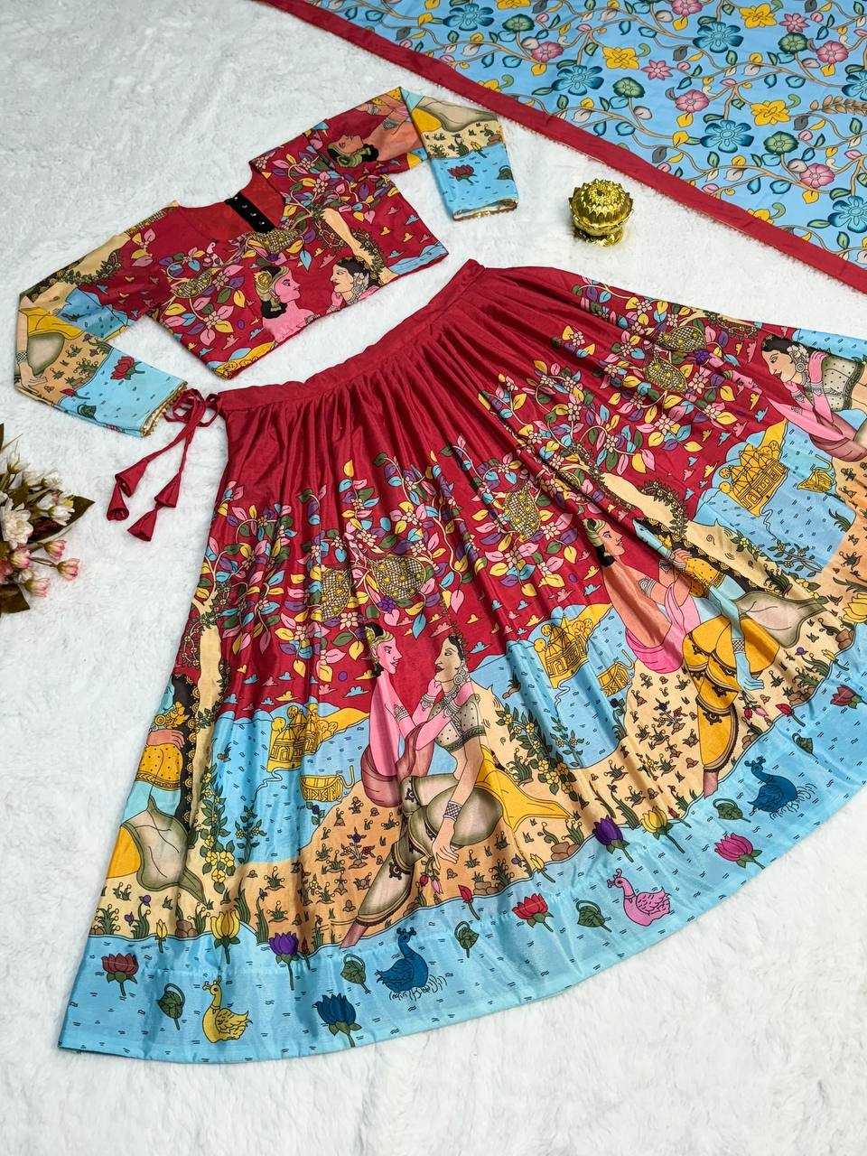 YNF CHINON KESH163 16 LEHENGAS WHOLESALE PRINTED KALAMKARI LEHENGAS MANUFACTURER