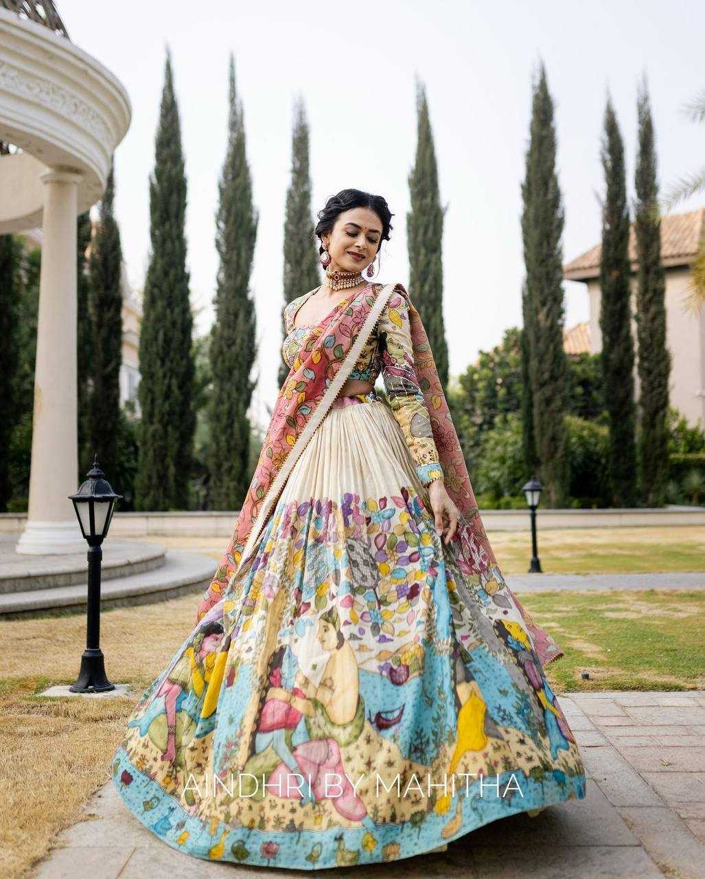 YNF CHINON KESH163 37 LEHENGAS WHOLESALE KALAMAKRI TRADITIONAL PRINTED LEHENGAS MANUFACTURER