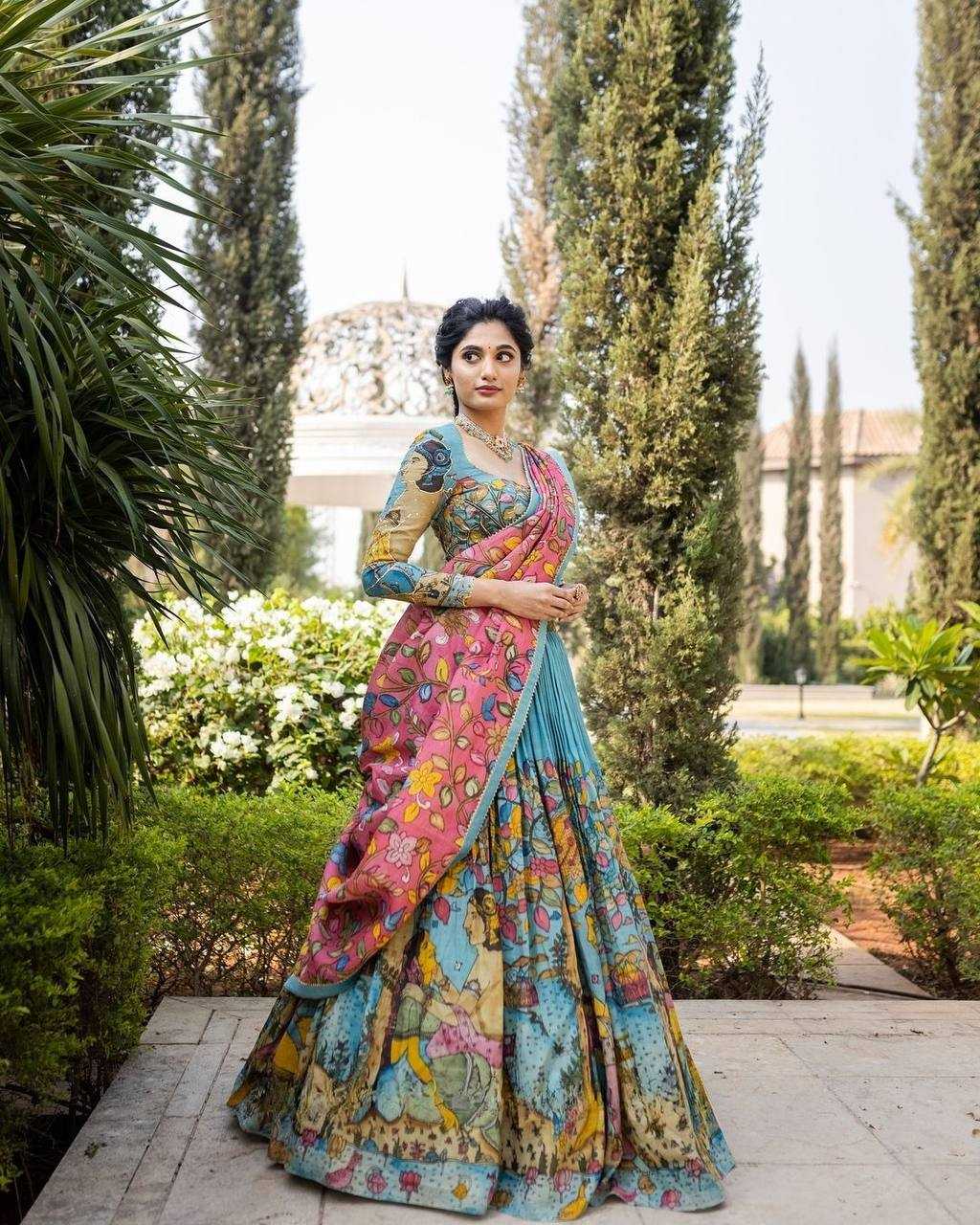 YNF CHINON KESH163 41 LEHENGAS WHOLESALE KALAMAKRI TRADITIONAL PRINTED LEHENGAS MANUFACTURER