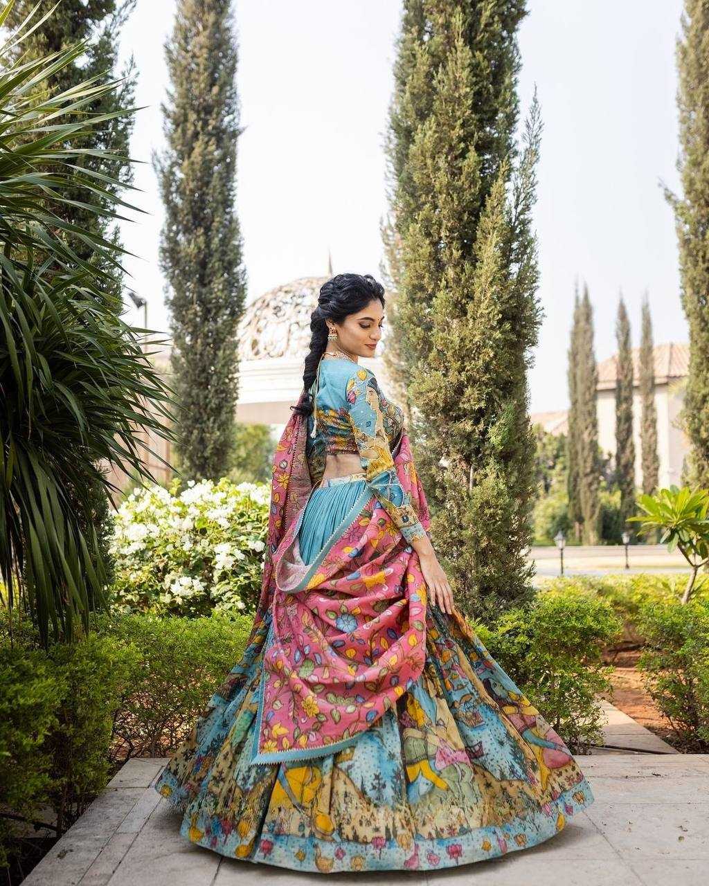 YNF CHINON KESH163 41 LEHENGAS WHOLESALE KALAMAKRI TRADITIONAL PRINTED LEHENGAS MANUFACTURER