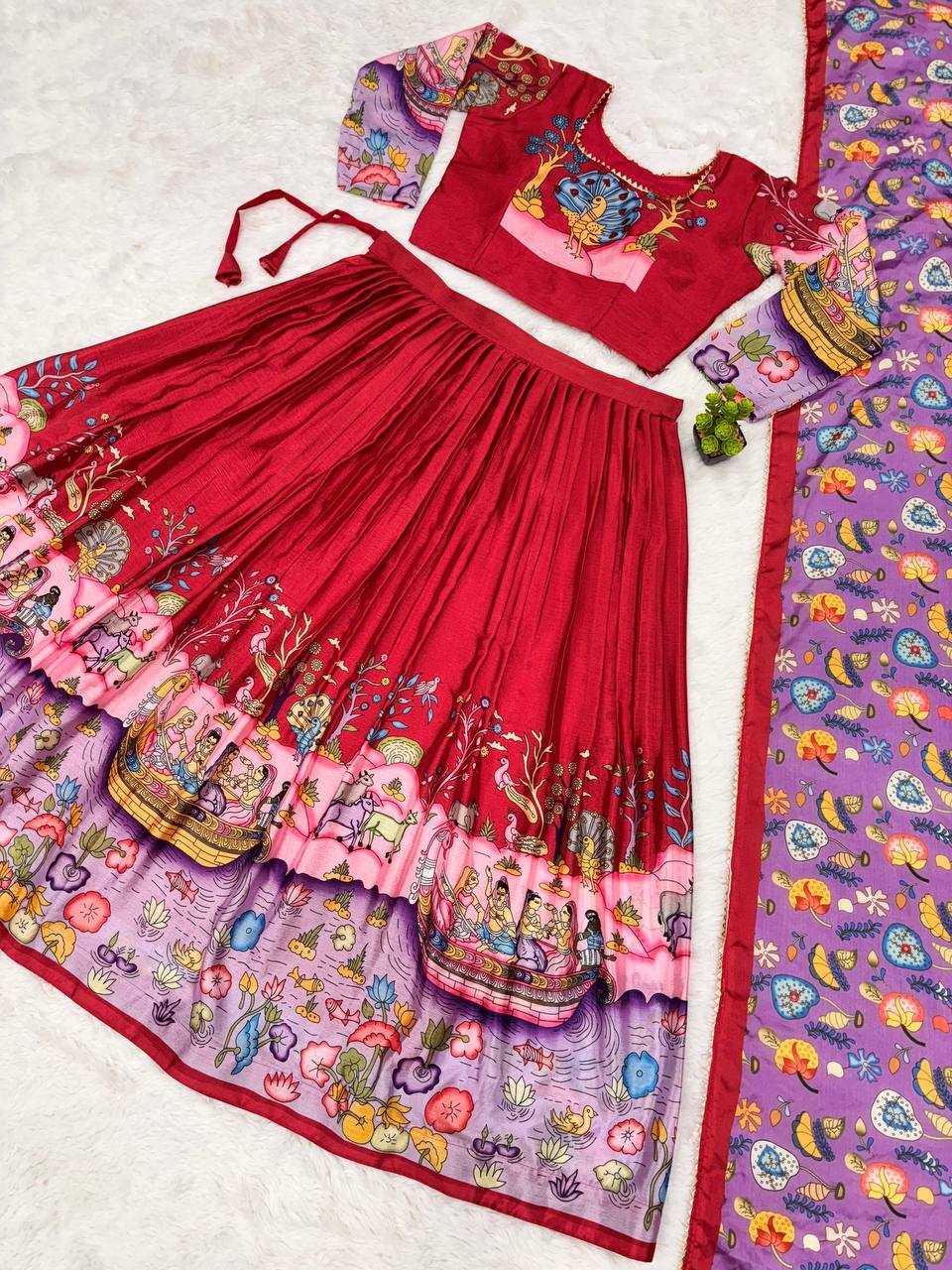 YNF CHINON KESH163 42 LEHENGAS WHOLESALE KALAMKARI TRADITIONAL PRINTED LEHENGAS  MANUFACTURER