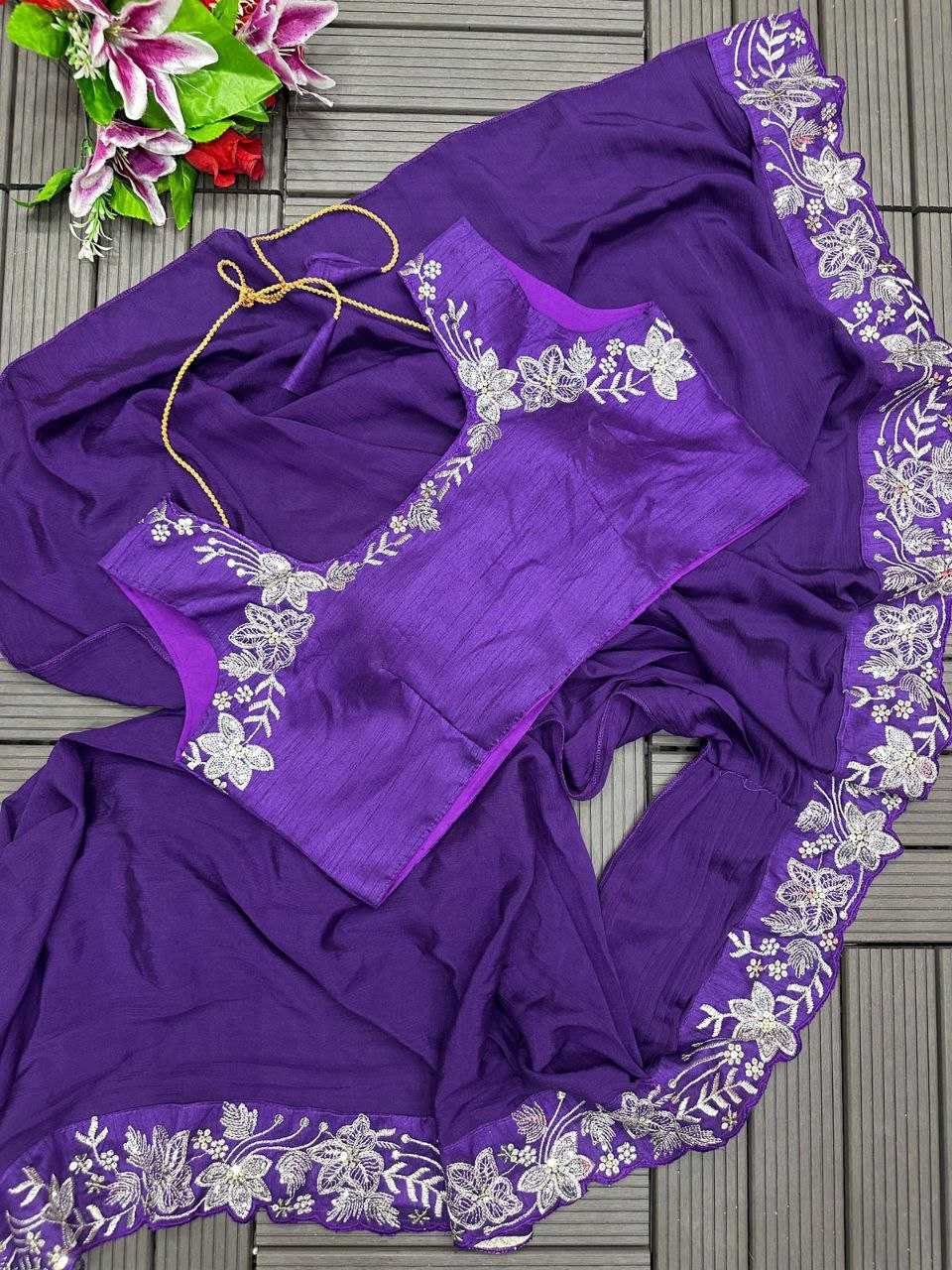 YNF CHINON KESH176 113 LEHENGA SAREES WHOLESALE LEHENGA SAREES FANCY EMBROIDERED RUFFLE PURPLE LEHENGAS MANUFACTURER