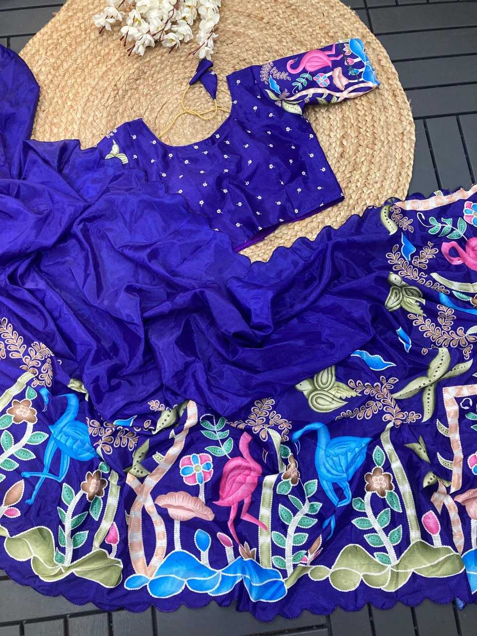 YNF CHINON KESH222 RUN104 SAREES WHOLESALE PRINTED LADIES CUTWORK PURPLE SAREES MANUFACTURER