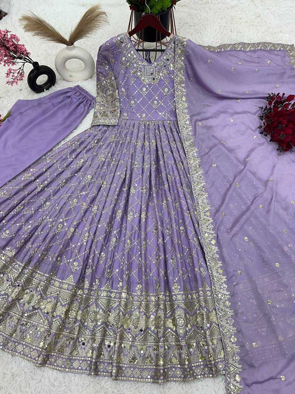 YNF CHINON SILK KESH121 1626 GOWNS WHOLESALE EMBROIDERY ANARKALI LONG WEDDING GOWNS MANUFACTURER