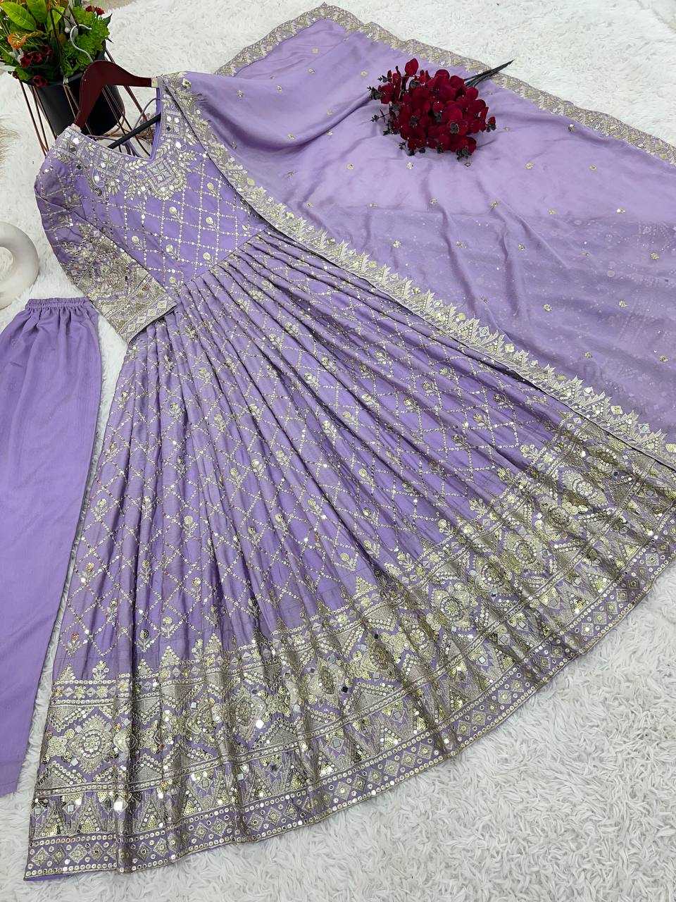 YNF CHINON SILK KESH121 1626 GOWNS WHOLESALE EMBROIDERY ANARKALI LONG WEDDING GOWNS MANUFACTURER