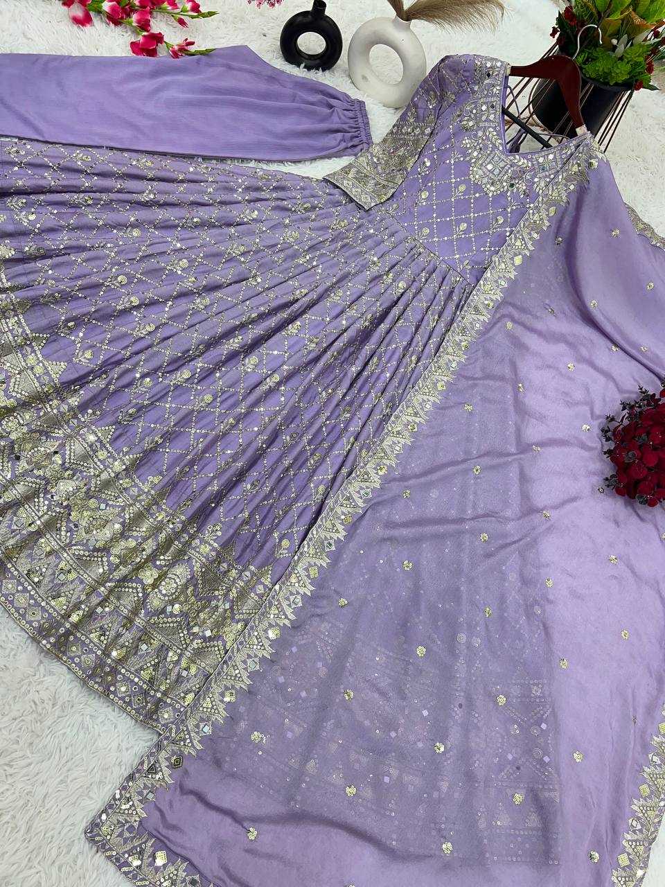 YNF CHINON SILK KESH121 1626 GOWNS WHOLESALE EMBROIDERY ANARKALI LONG WEDDING GOWNS MANUFACTURER