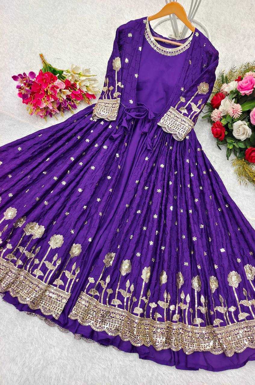 YNF CHINON SILK KESH156 8057 GOWNS WHOLESALE FANCY EMBROIDERY PARTY WEDDING DIWALI COLLECTIONS GOWNS MANUFACTURER