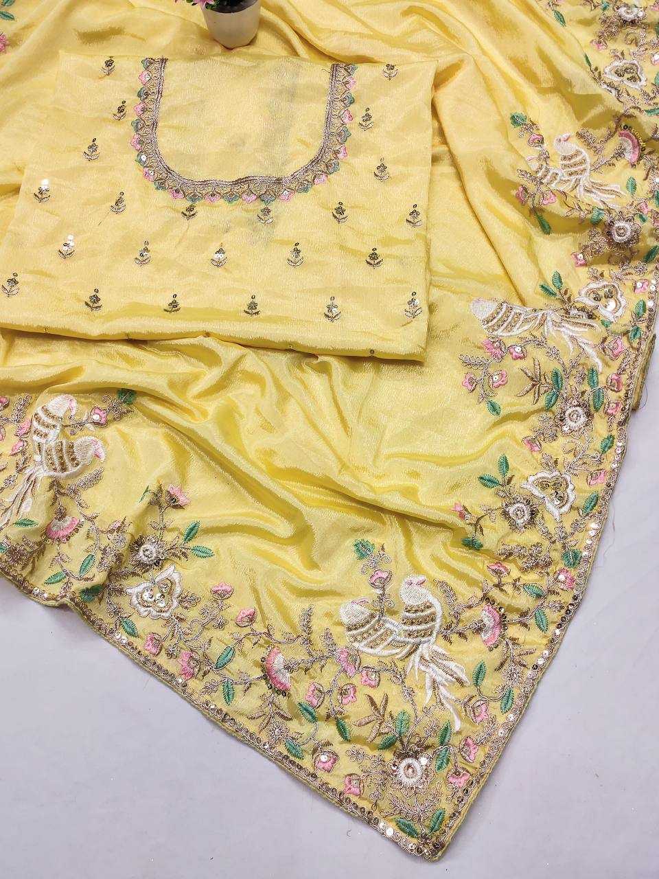 YNF CHINON SILK KESH169 1271 SAREES WHOLESALE WORK EMBROIDERED SEQUINS WORK DIWALI COLLECTIONS WEDDING SAREES MANUFACTURER