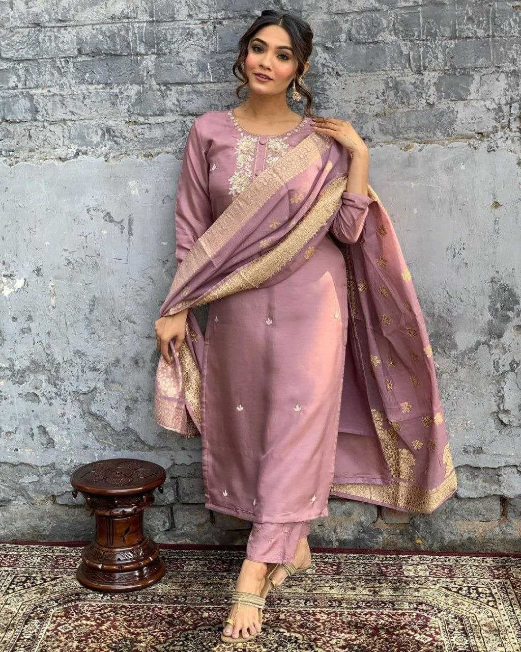 YNF CHNADERI SOFT RIN201 RRD11 SUITS & DRESSES WHOLESALE EMBROIDERED LADIES PARTY WEAR WEDDING CHANDERI DIWALI COLLECTIONS SUITS  MANUFACTURER