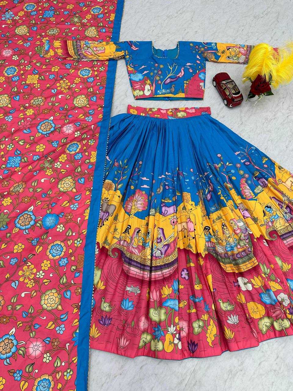 YNF COTTON KESH119 444 LEHENGAS WHOLESALE KALAMKARI PRINTED TRADITIONAL SAREES MANUFACTURER