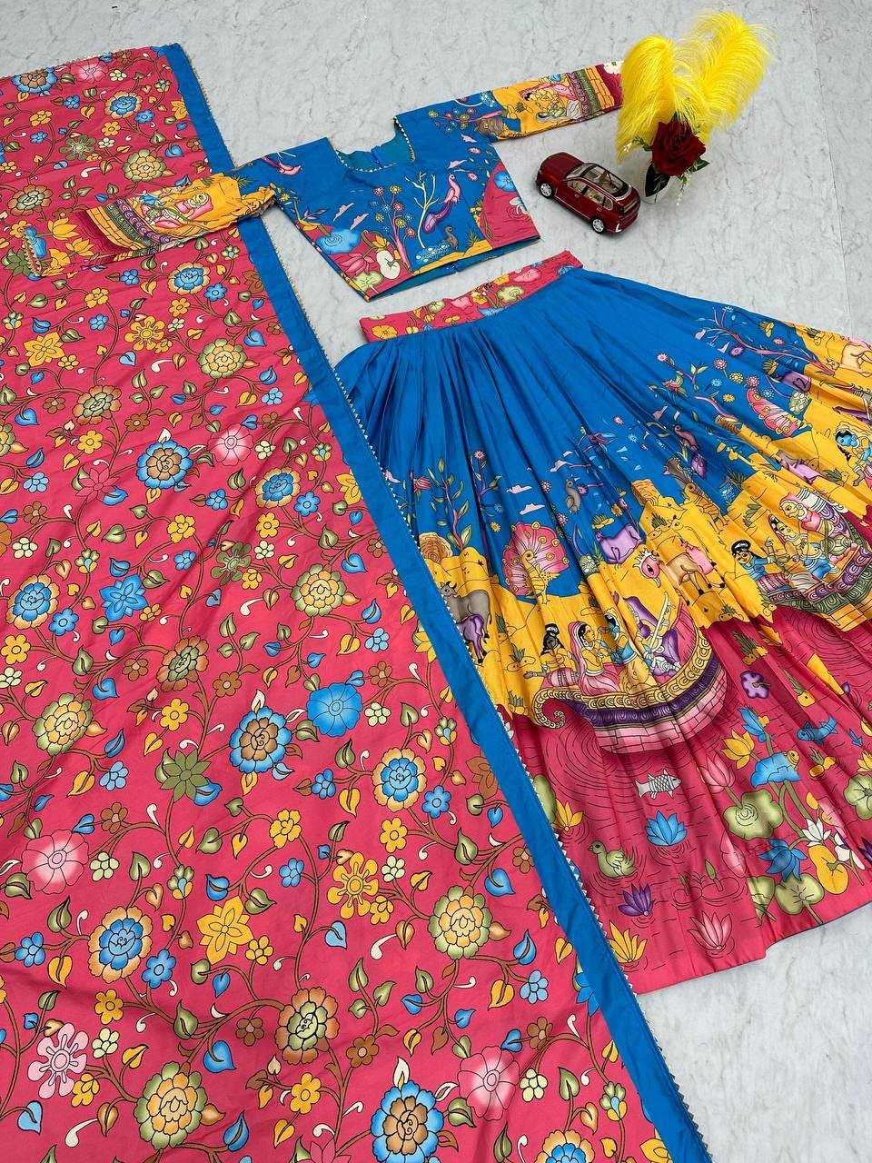 YNF COTTON KESH119 444 LEHENGAS WHOLESALE KALAMKARI PRINTED TRADITIONAL SAREES MANUFACTURER